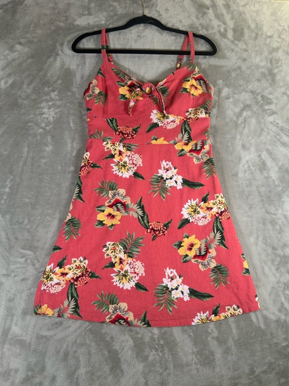 Hollister linen blend Pink Floral Tie-Front Mini Dress - Picture 3 of 12